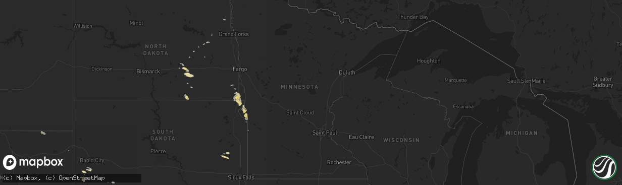 Hail map in Minnesota on July 18, 2014