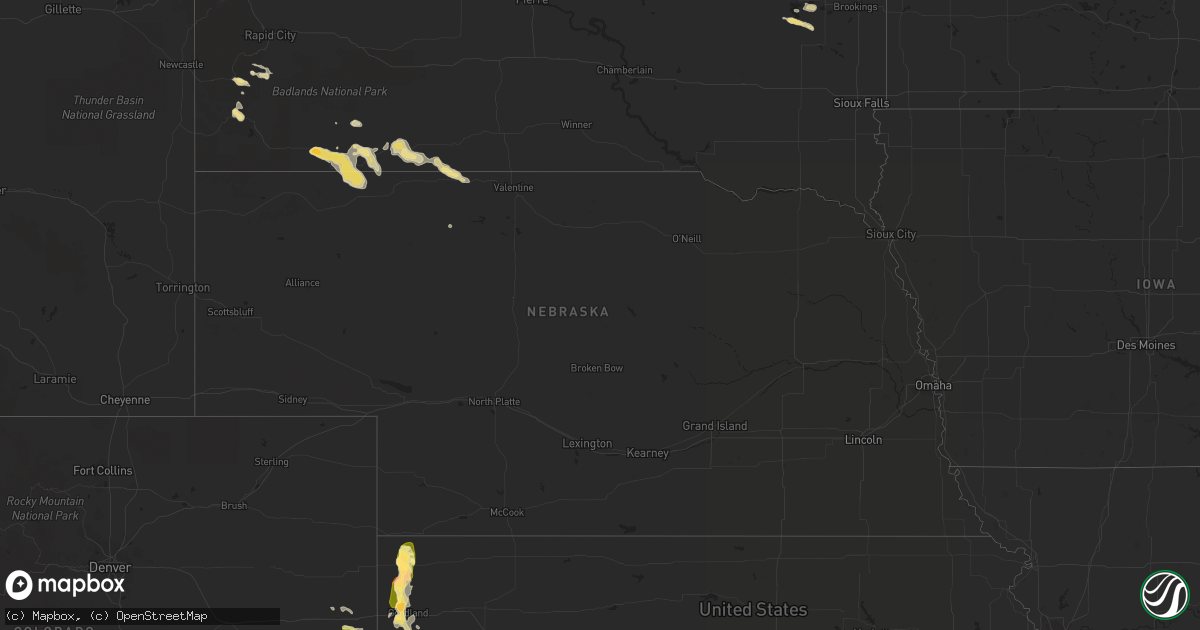 Hail map in Nebraska on July 18, 2014