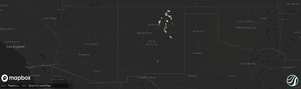 Hail map in New Mexico on July 18, 2014