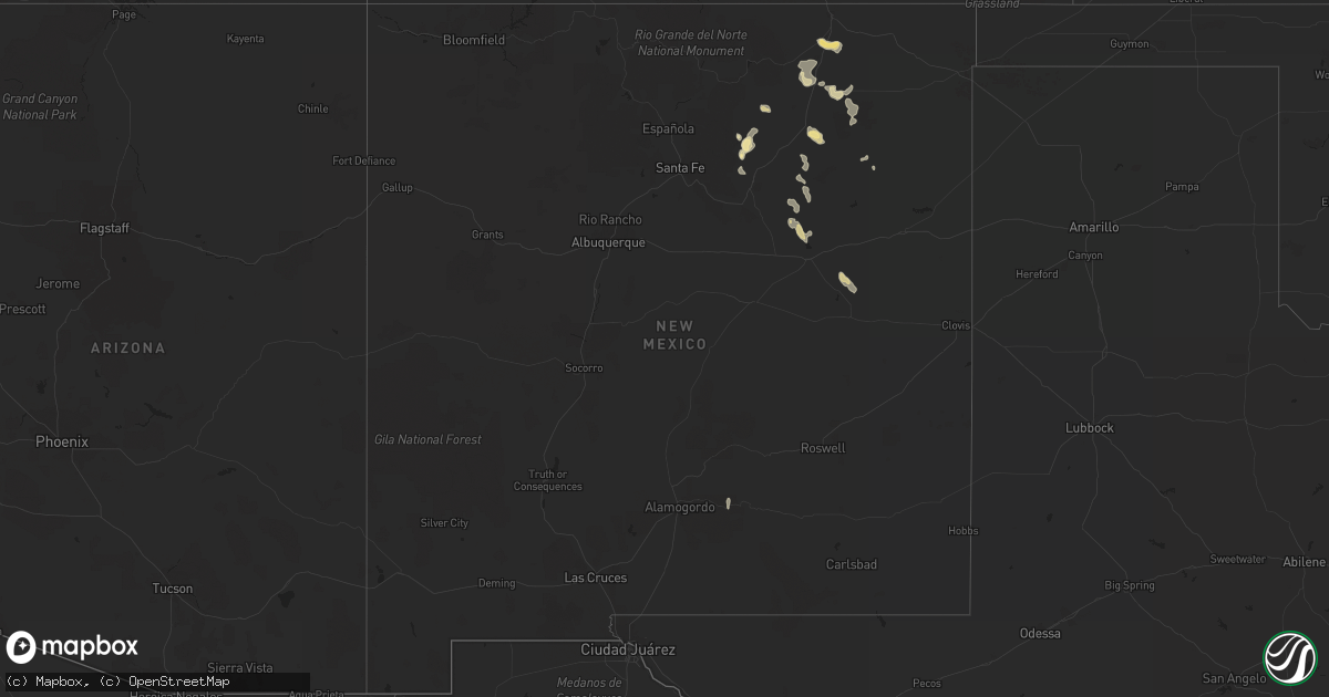 Hail map in New Mexico on July 18, 2014