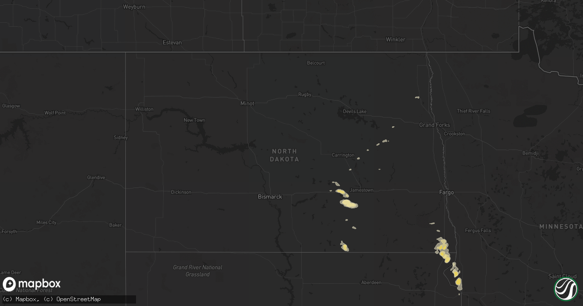 Hail map in North Dakota on July 18, 2014