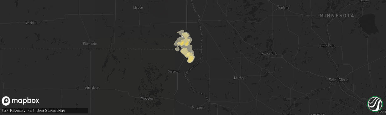 Hail map in Rosholt, SD on July 18, 2014