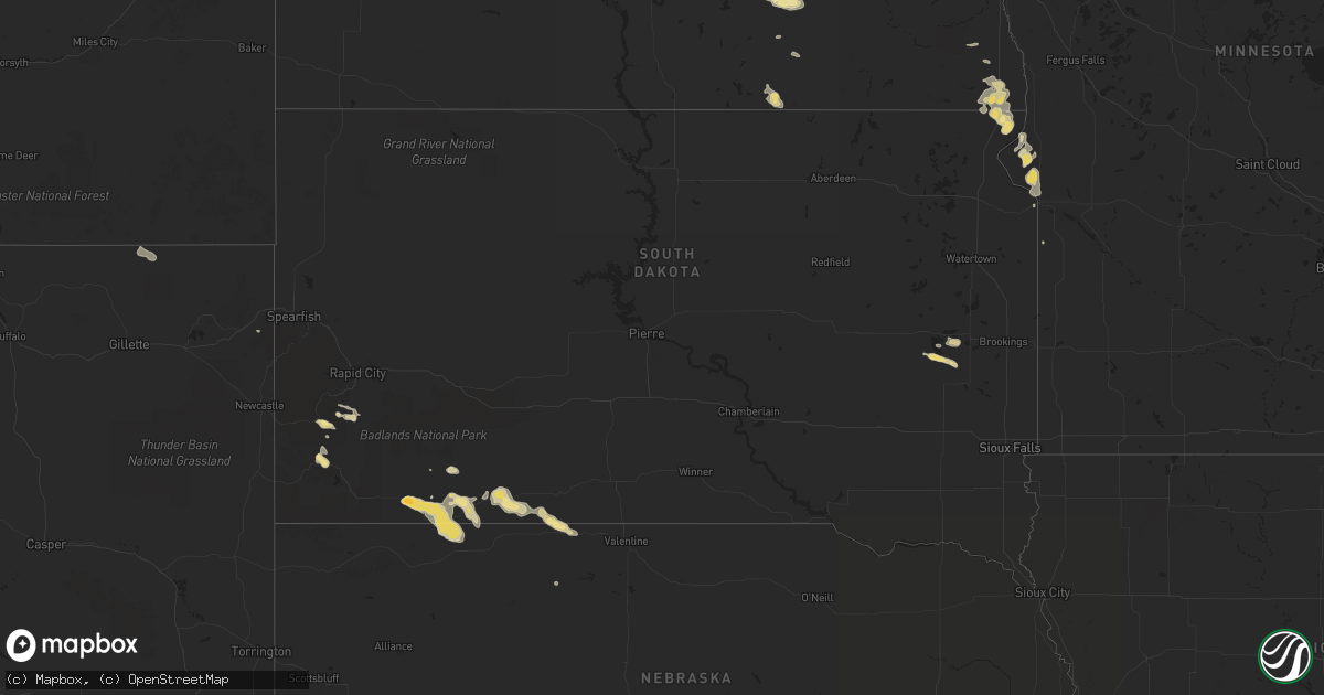 Hail map in South Dakota on July 18, 2014