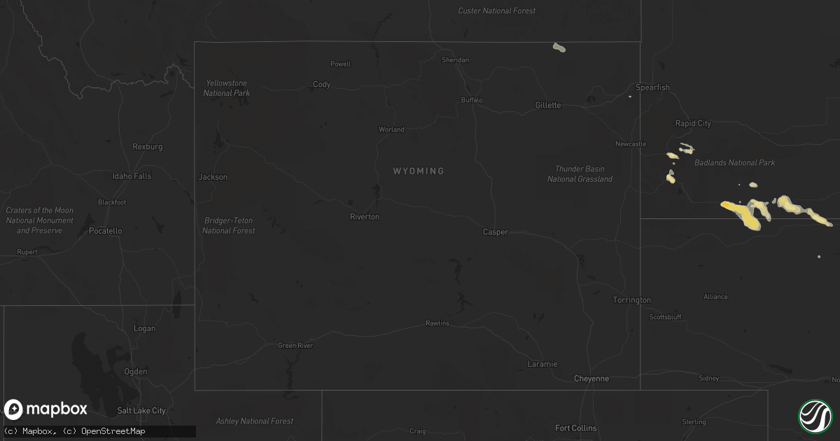 Hail map in Wyoming on July 18, 2014