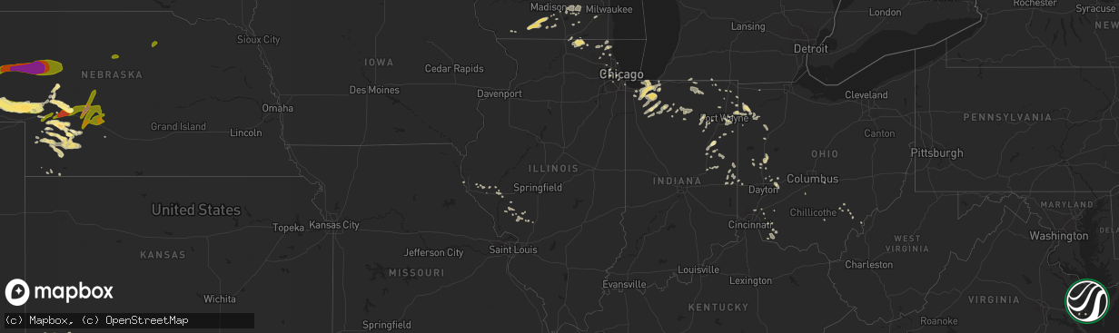 Hail map in Illinois on July 18, 2015