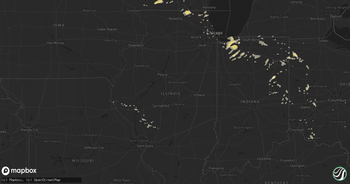 Hail map in Illinois on July 18, 2015