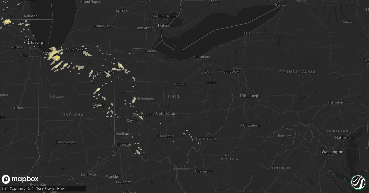 Hail map in Ohio on July 18, 2015