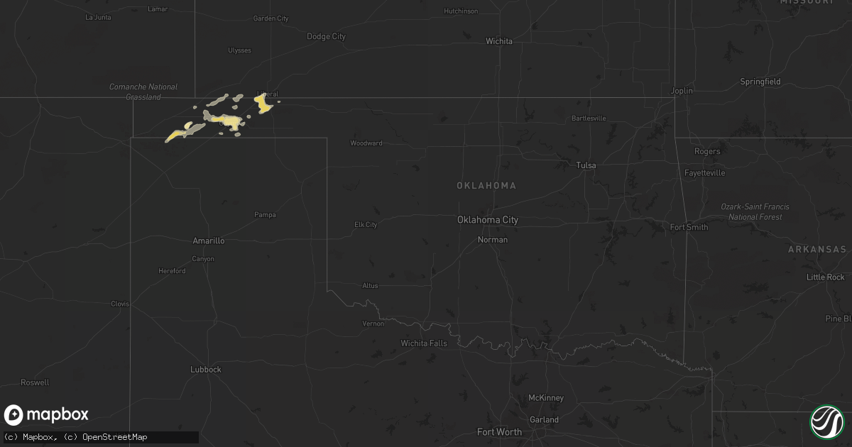 Hail map in Oklahoma on July 18, 2015