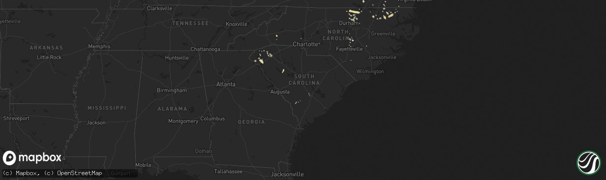 Hail map in South Carolina on July 18, 2015