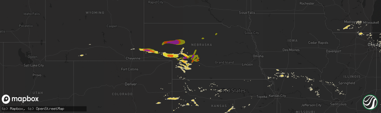 Hail map on July 18, 2015