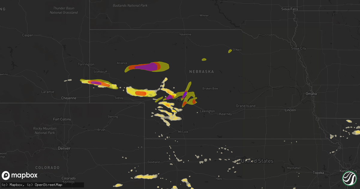 Hail map on July 18, 2015