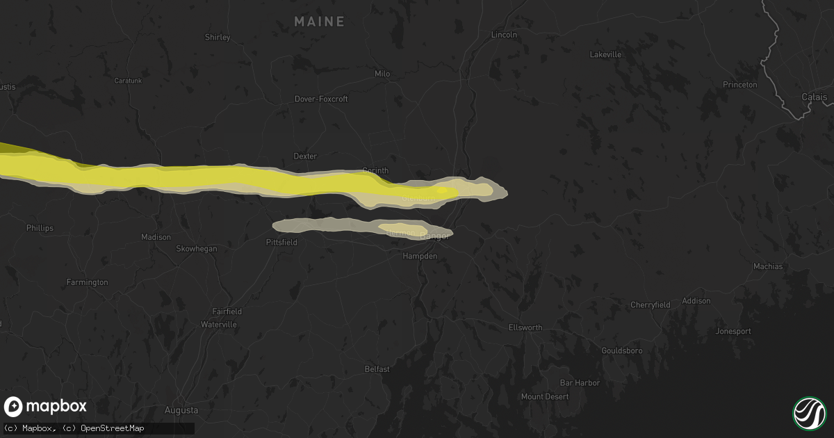 Hail map in Bangor, ME on July 18, 2016