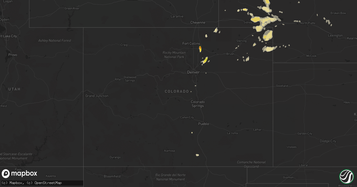 Hail map in Colorado on July 18, 2016