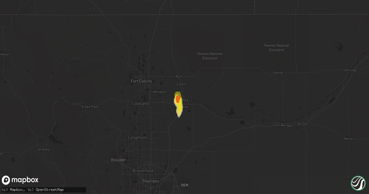 Hail map in Greeley, CO on July 18, 2016