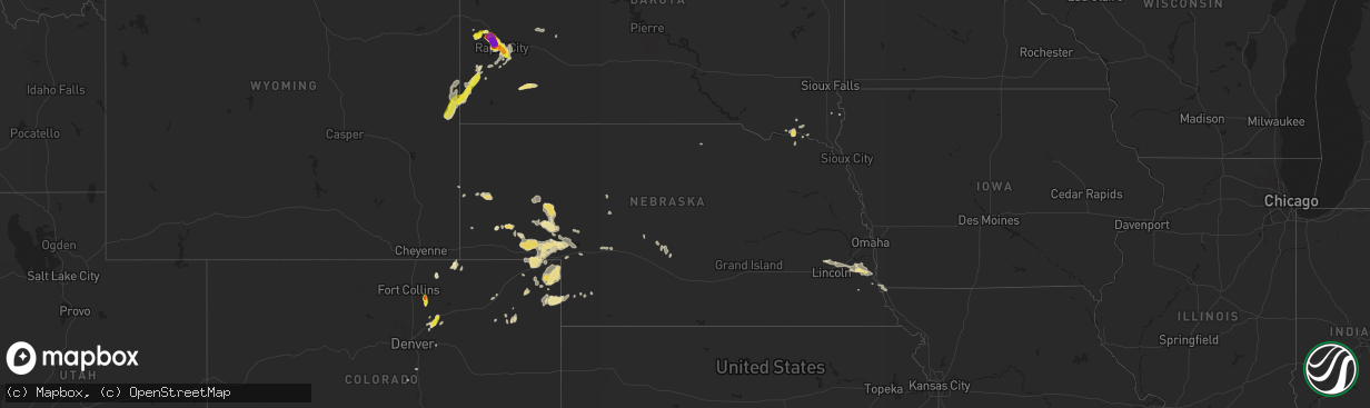 Hail map in Nebraska on July 18, 2016