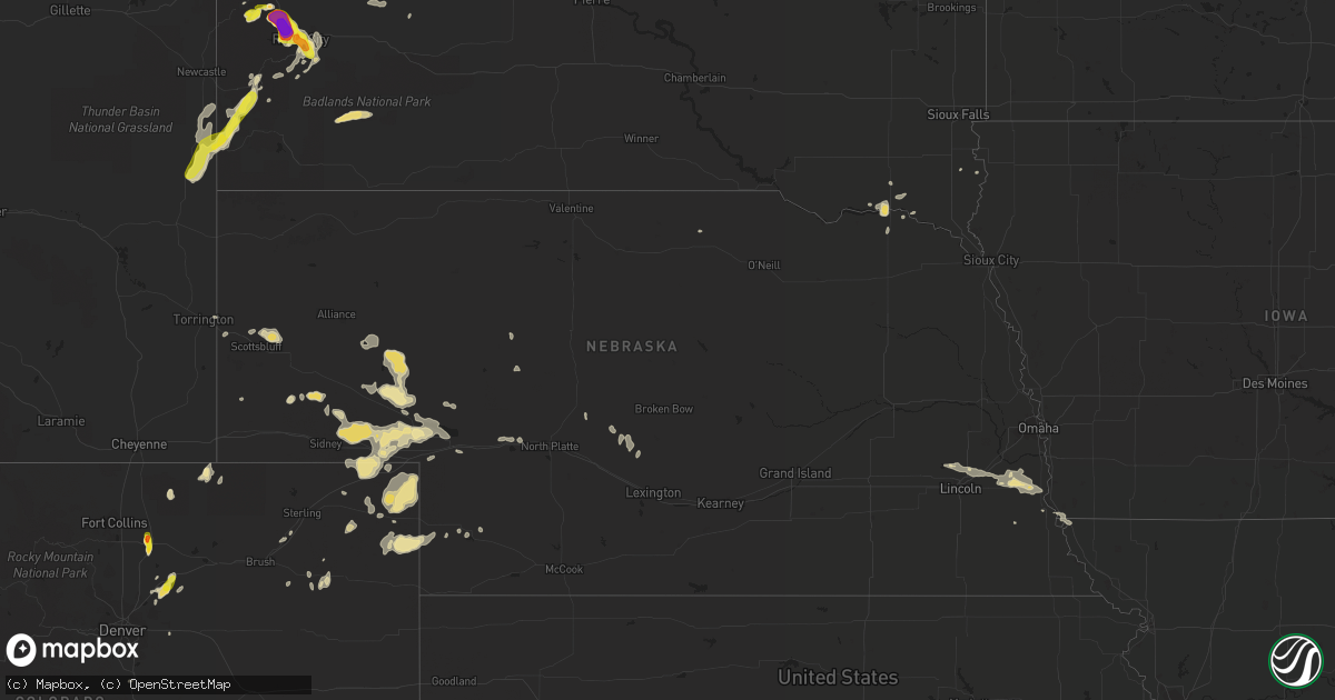 Hail map in Nebraska on July 18, 2016