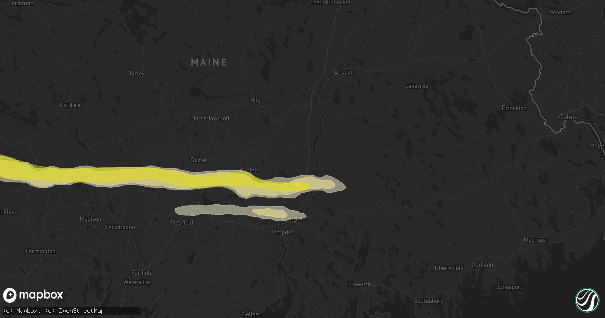Hail map in Old Town, ME on July 18, 2016