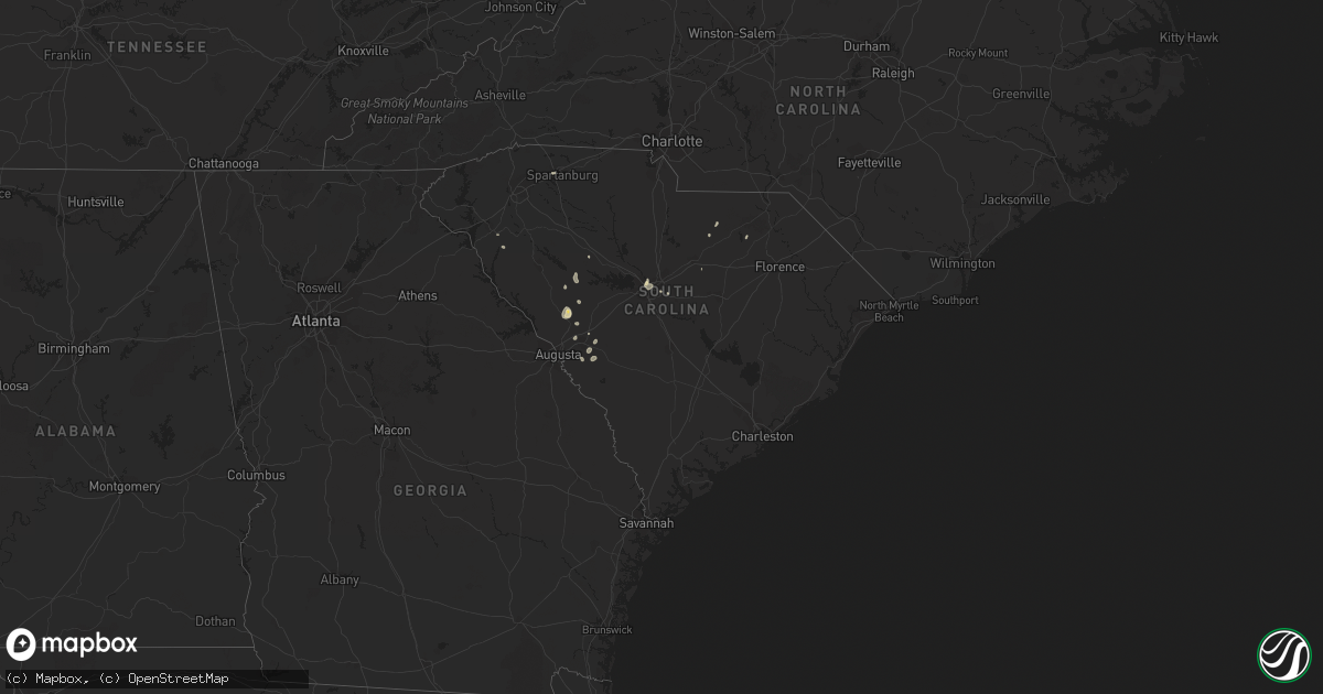 Hail map in South Carolina on July 18, 2016