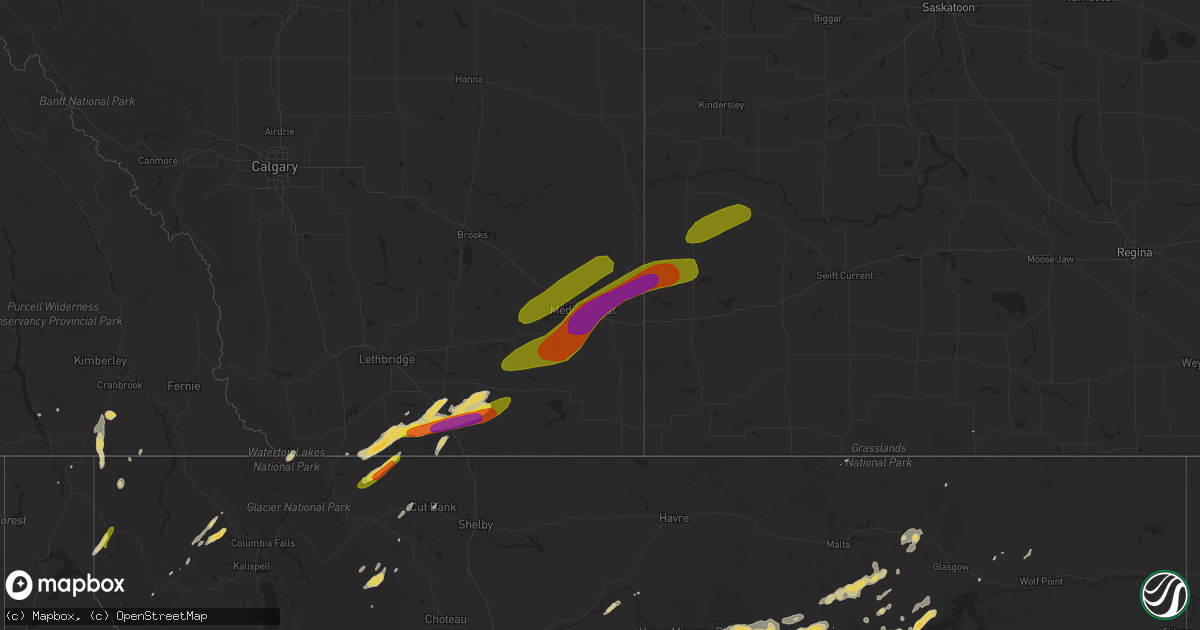 Hail map on July 18, 2016