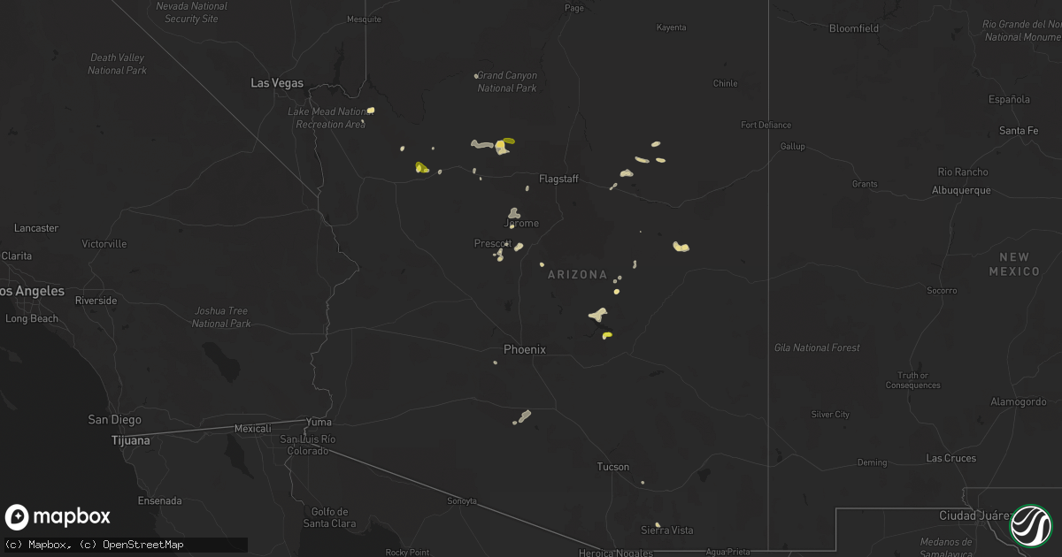 Hail map in Arizona on July 18, 2017