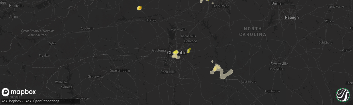 Hail map in Charlotte, NC on July 18, 2017