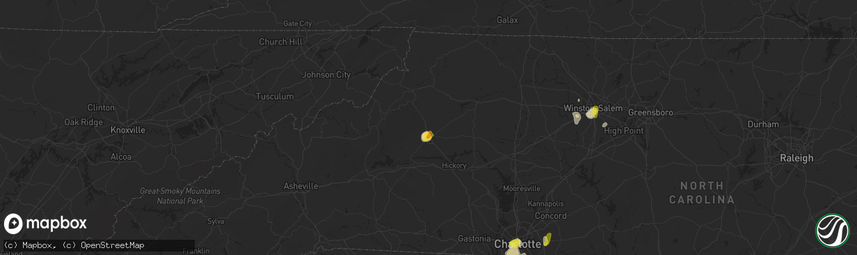 Hail map in Lenoir, NC on July 18, 2017