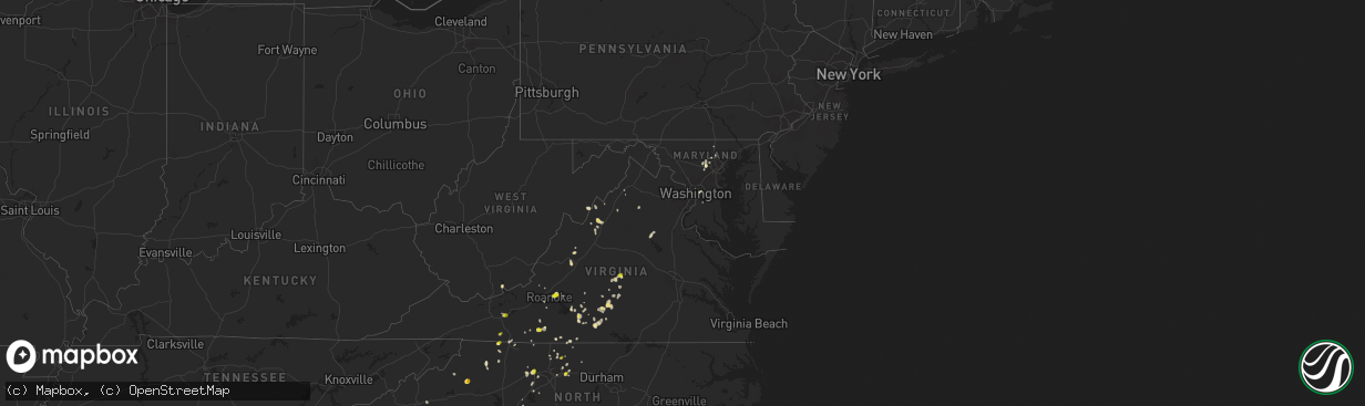 Hail map in Maryland on July 18, 2017