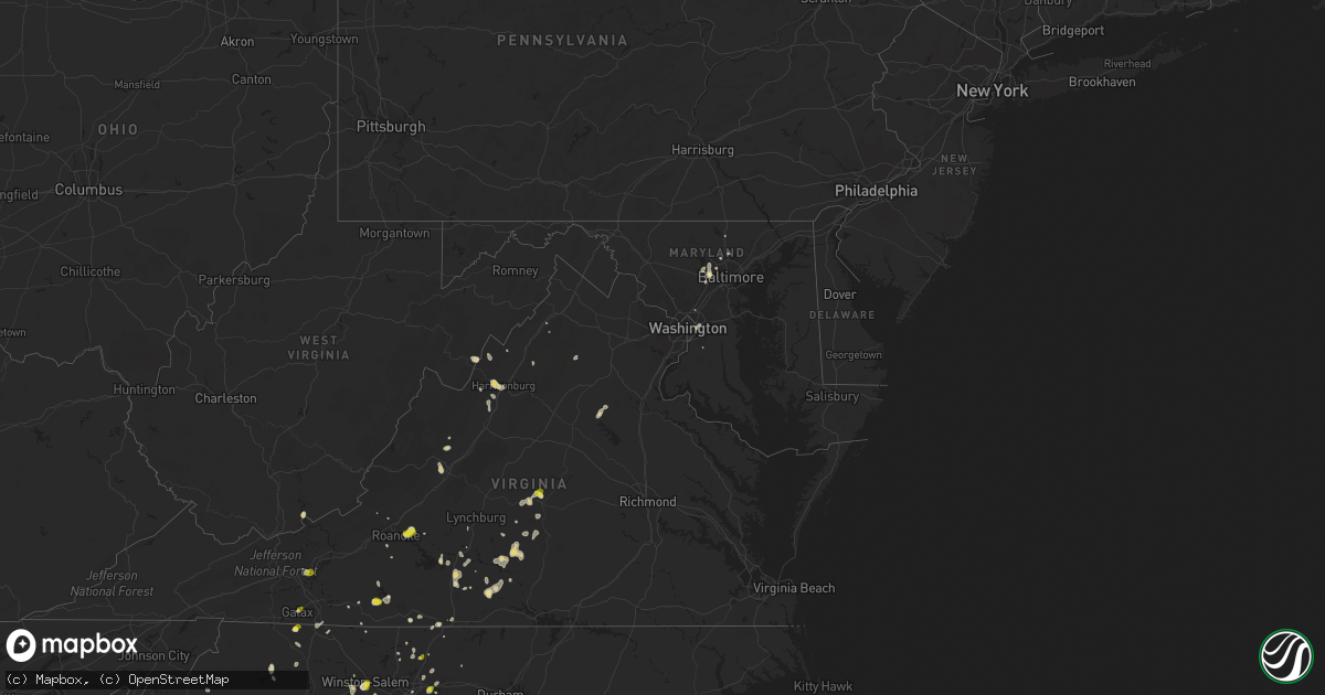 Hail map in Maryland on July 18, 2017