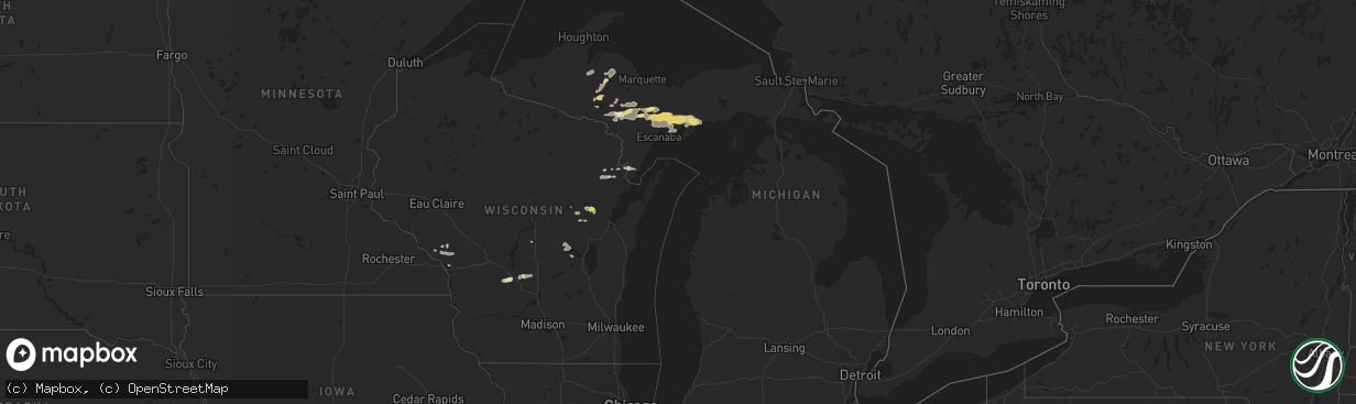 Hail map in Michigan on July 18, 2017