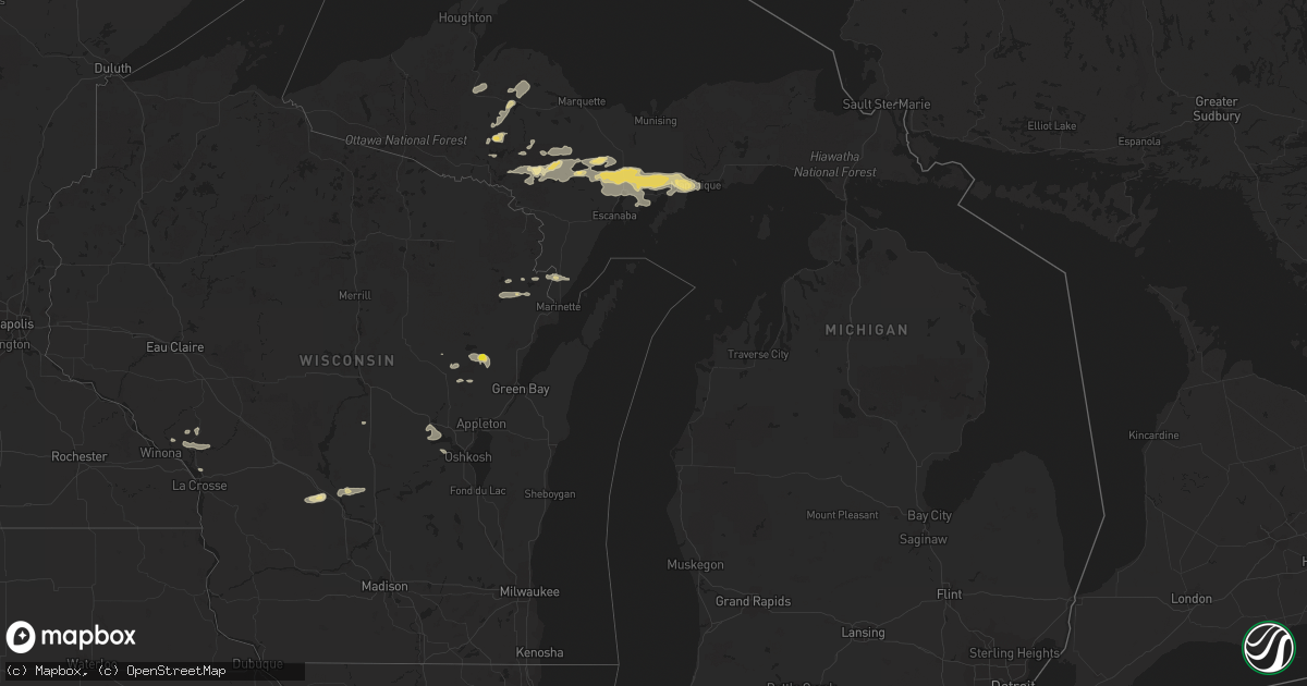 Hail map in Michigan on July 18, 2017
