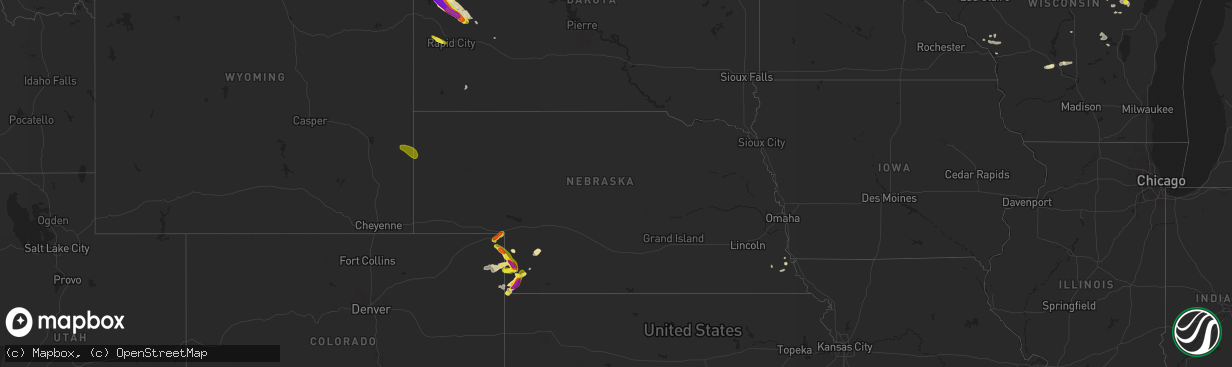 Hail map in Nebraska on July 18, 2017