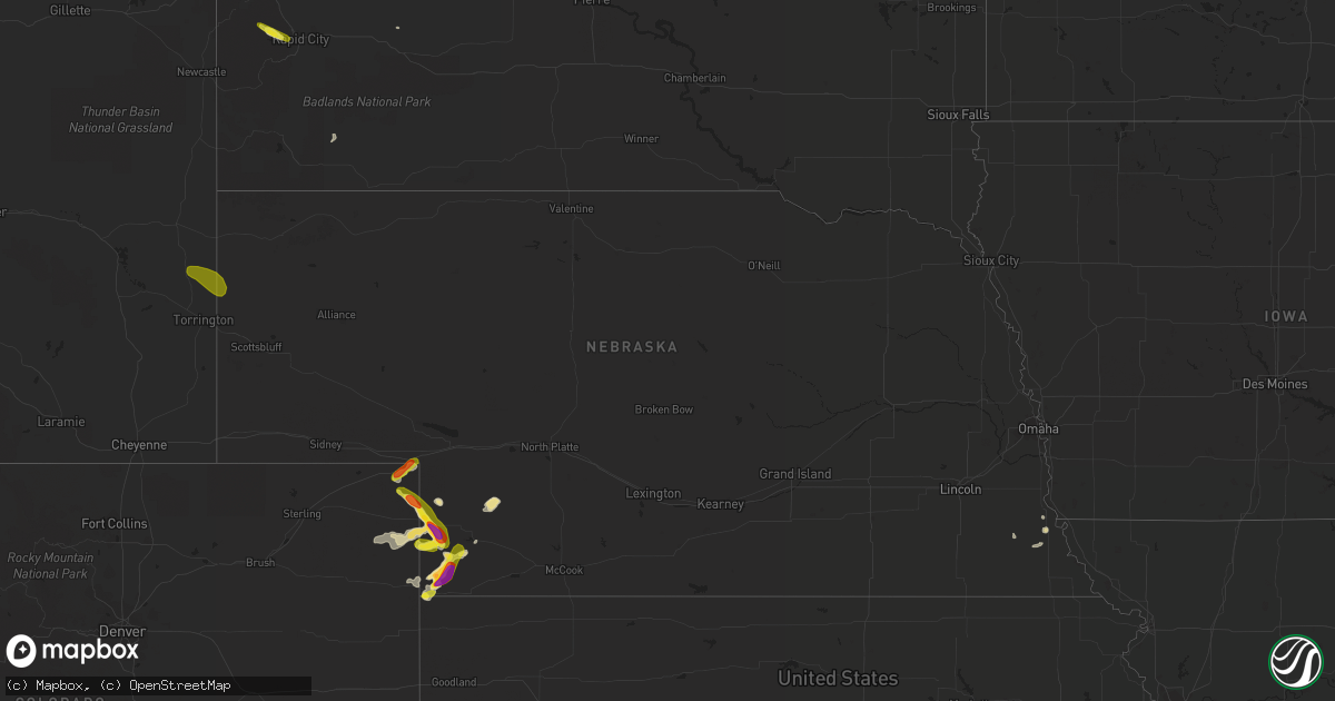 Hail map in Nebraska on July 18, 2017