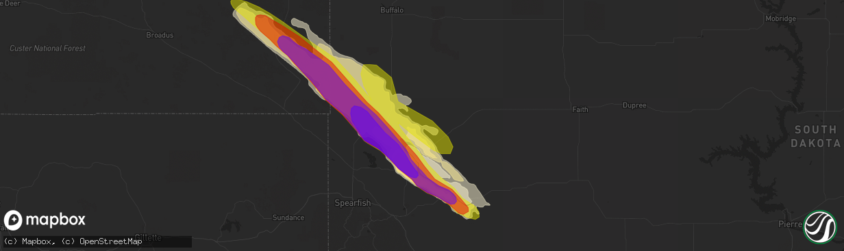 Hail map in Newell, SD on July 18, 2017