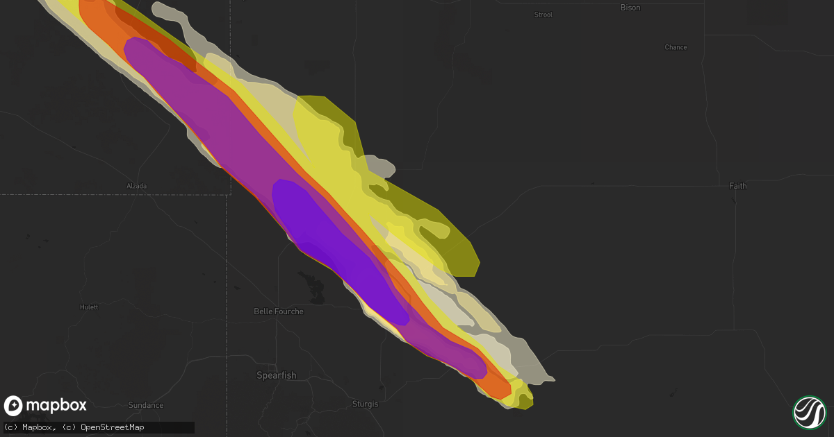 Hail map in Newell, SD on July 18, 2017