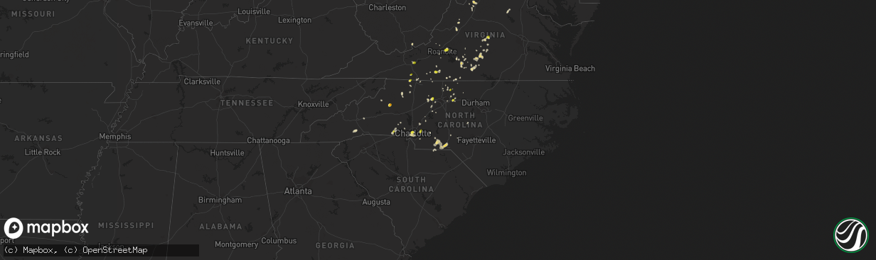 Hail map in North Carolina on July 18, 2017