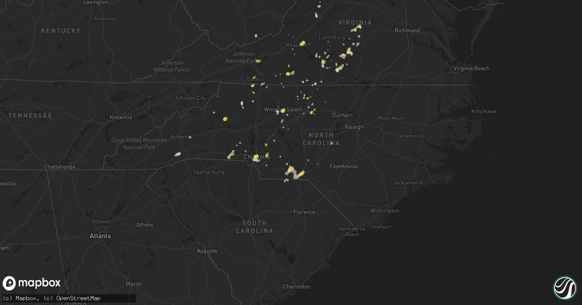 Hail map in North Carolina on July 18, 2017
