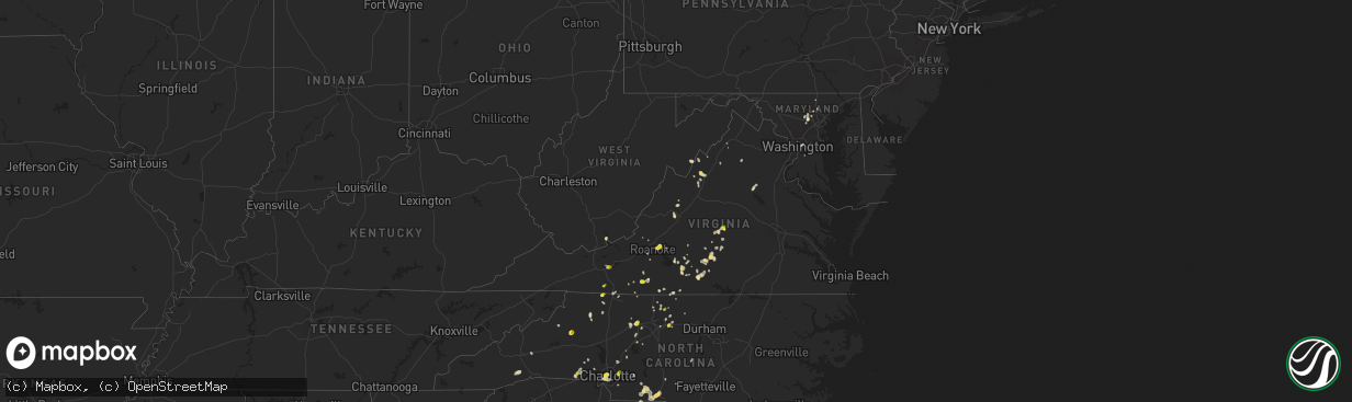 Hail map in Virginia on July 18, 2017