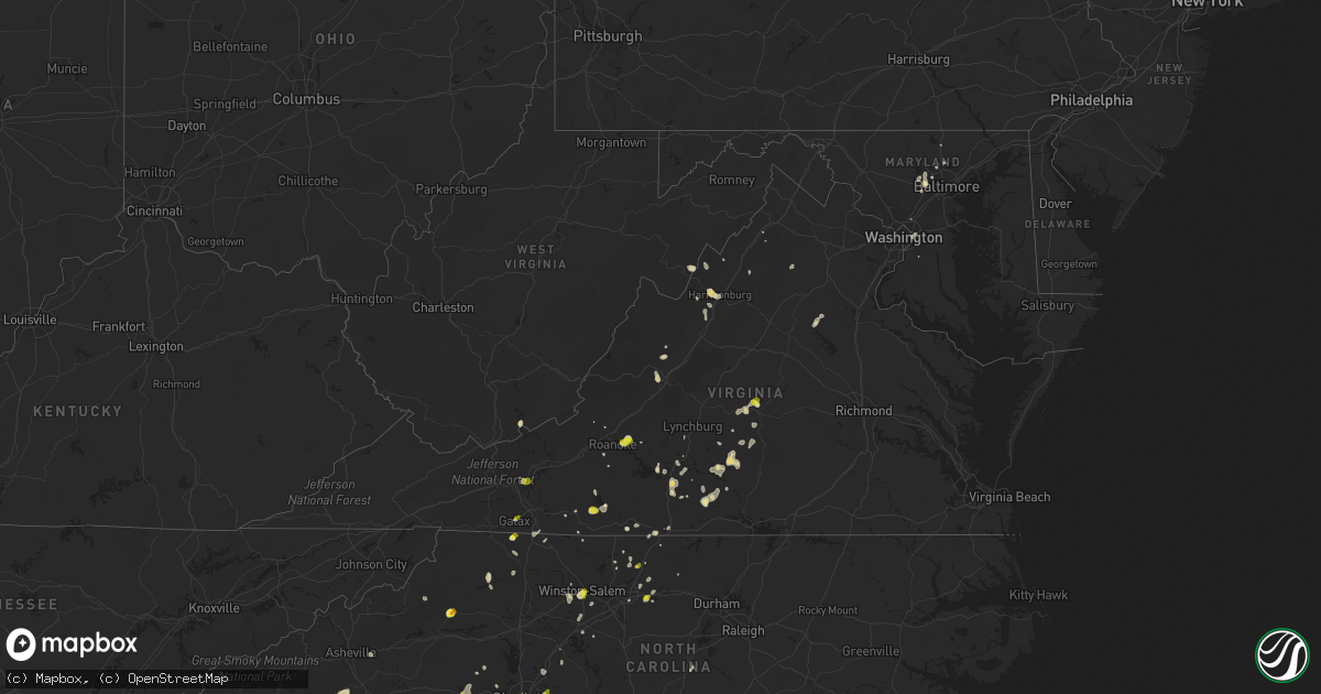 Hail map in Virginia on July 18, 2017