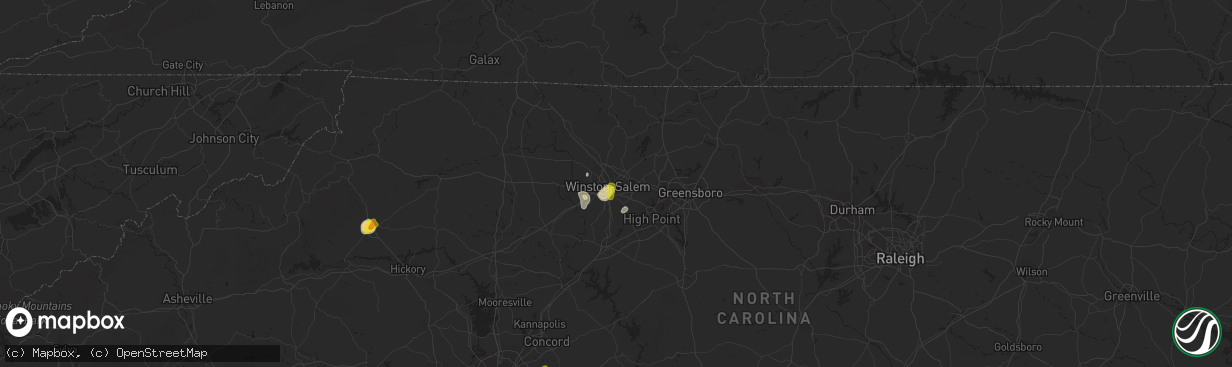 Hail map in Winston Salem, NC on July 18, 2017