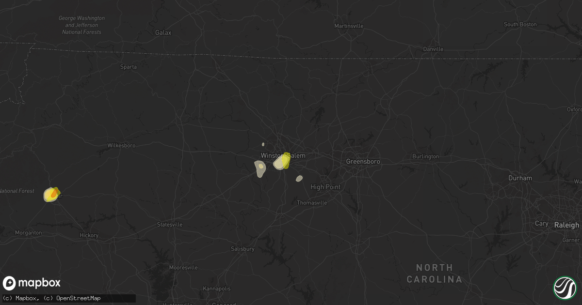 Hail map in Winston Salem, NC on July 18, 2017