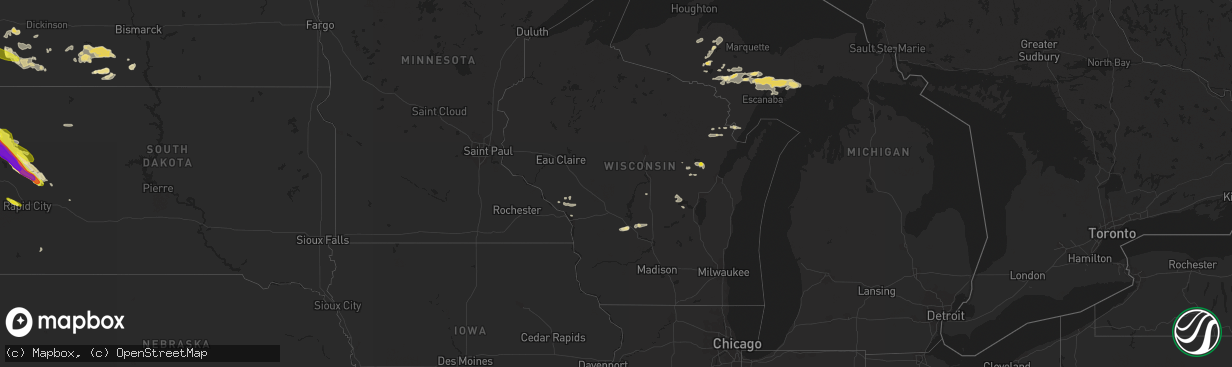 Hail map in Wisconsin on July 18, 2017