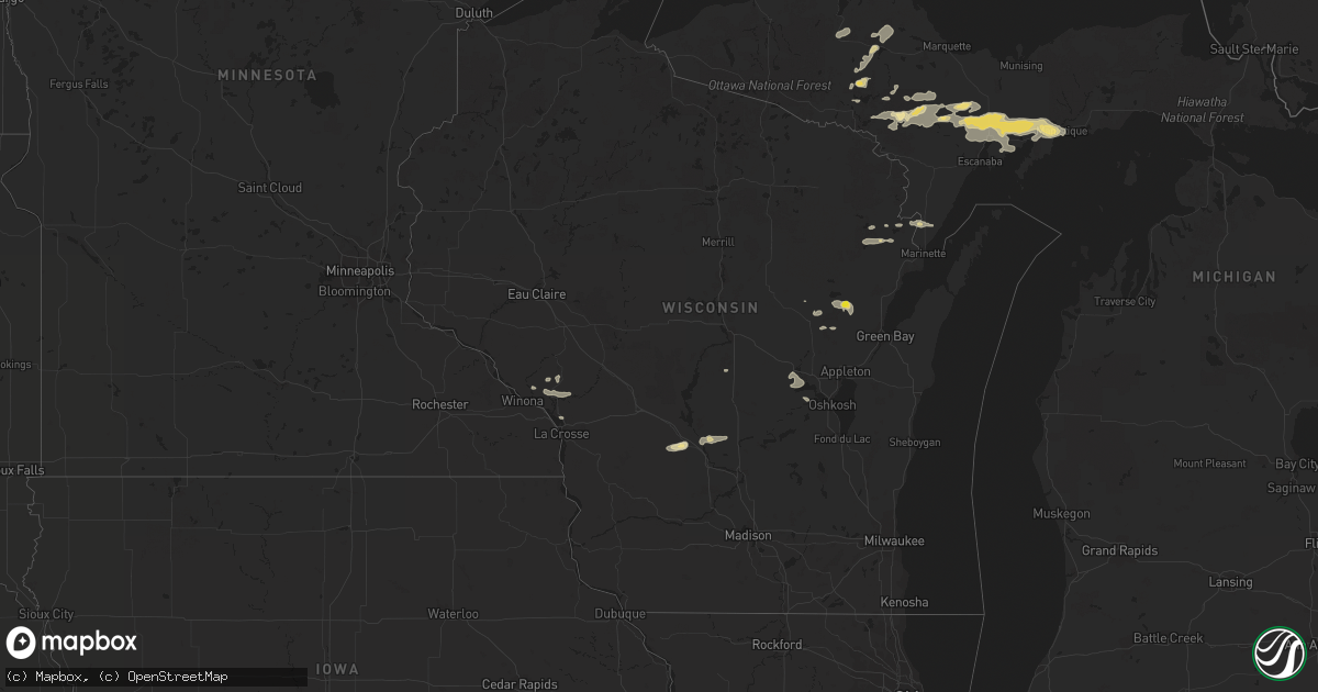 Hail map in Wisconsin on July 18, 2017