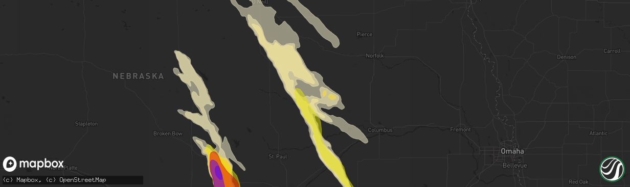 Hail map in Albion, NE on July 18, 2018