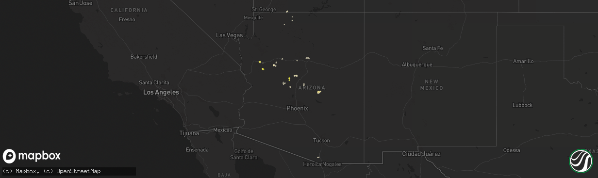 Hail map in Arizona on July 18, 2018