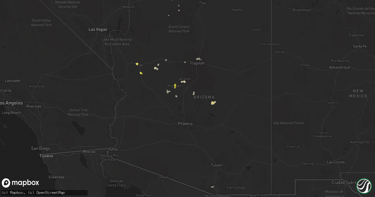 Hail map in Arizona on July 18, 2018