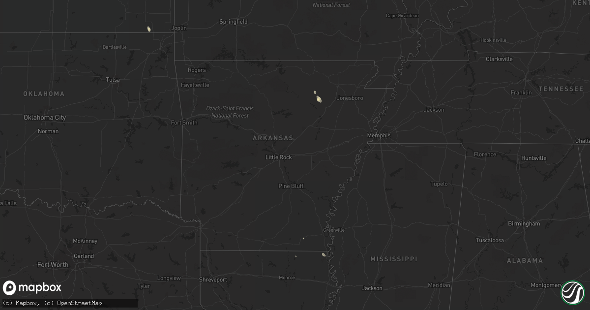 Hail map in Arkansas on July 18, 2018