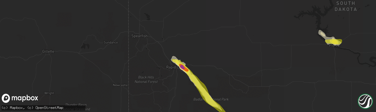 Hail map in Box Elder, SD on July 18, 2018