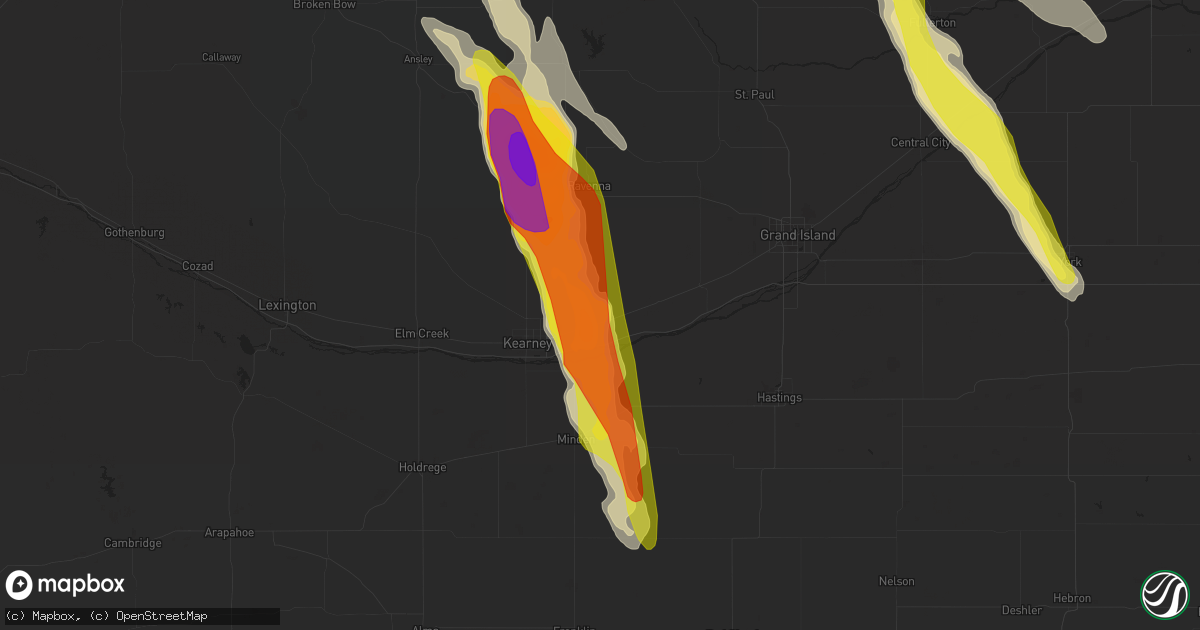 Hail map in Gibbon, NE on July 18, 2018