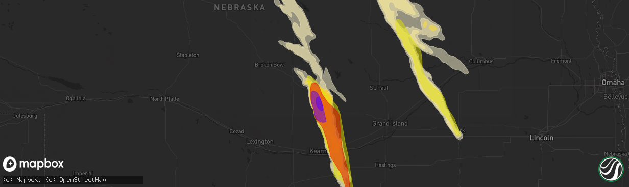 Hail map in Litchfield, NE on July 18, 2018