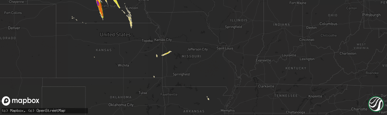 Hail map in Missouri on July 18, 2018